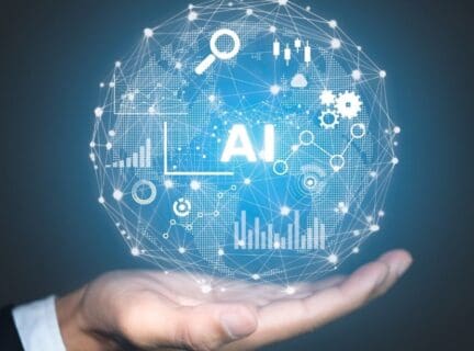 Abstract Visualization Of Data Management For Ai Strategies To Enhance Tech Stack Performance.